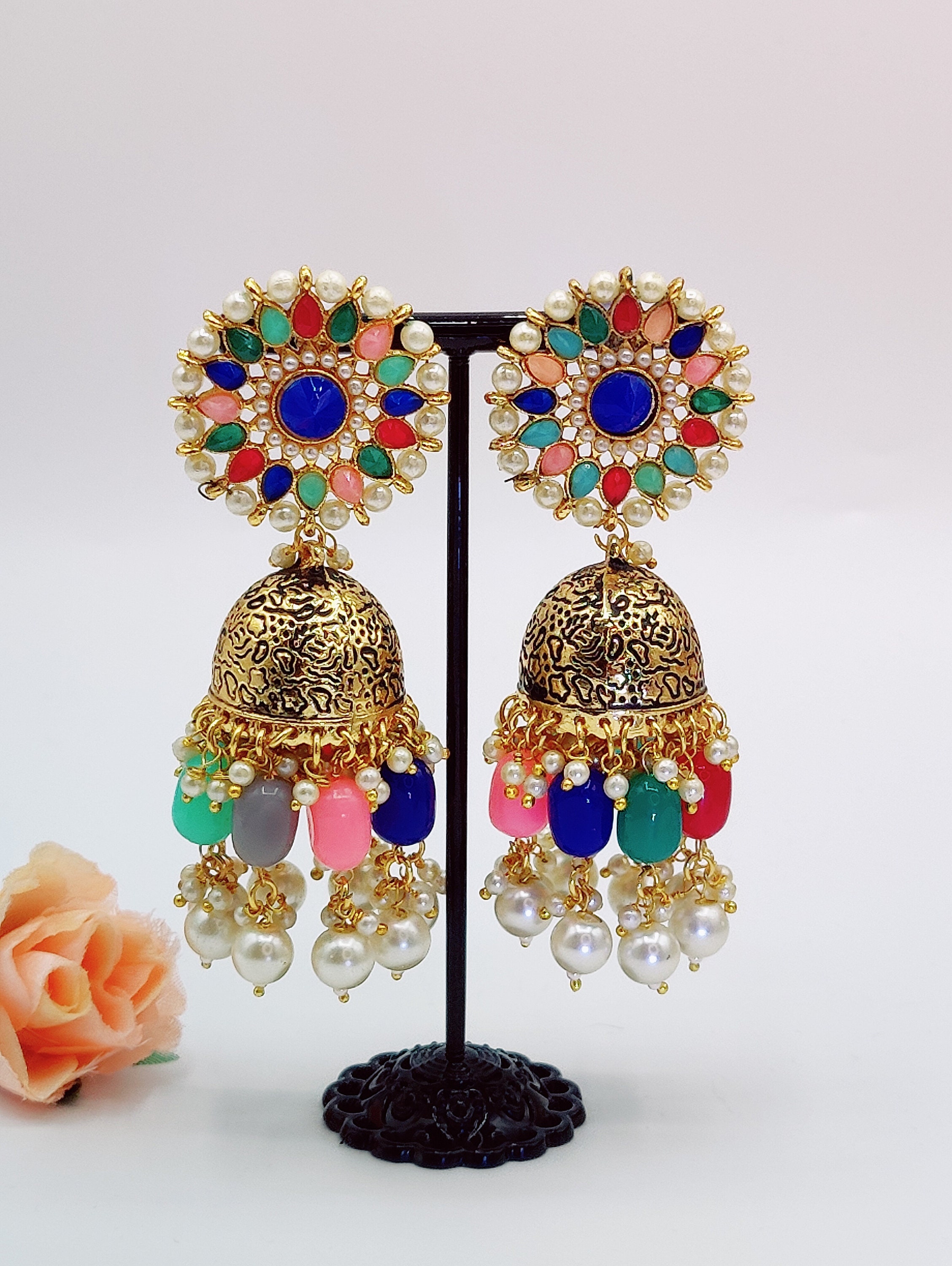 Polki Earrings Kundan Earrings Statement Earrings Punjabi - Etsy UK