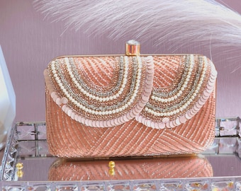 Bolso de mano amarillo adornado: bolso de novia indio bordado en oro