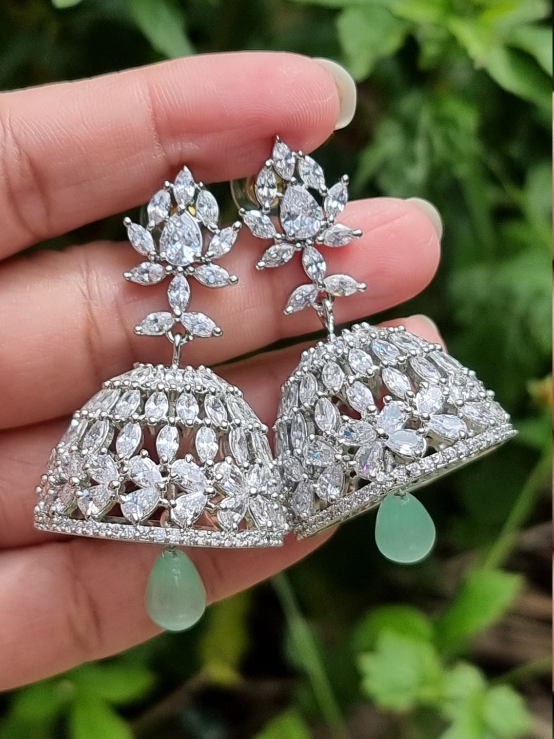 CZ Jhumki Diamond Jhumka Earrings American Diamond Earrings Statement Earrings Jhumki Jhumka Designer Earrings Indian Jewelry Etsy Australia