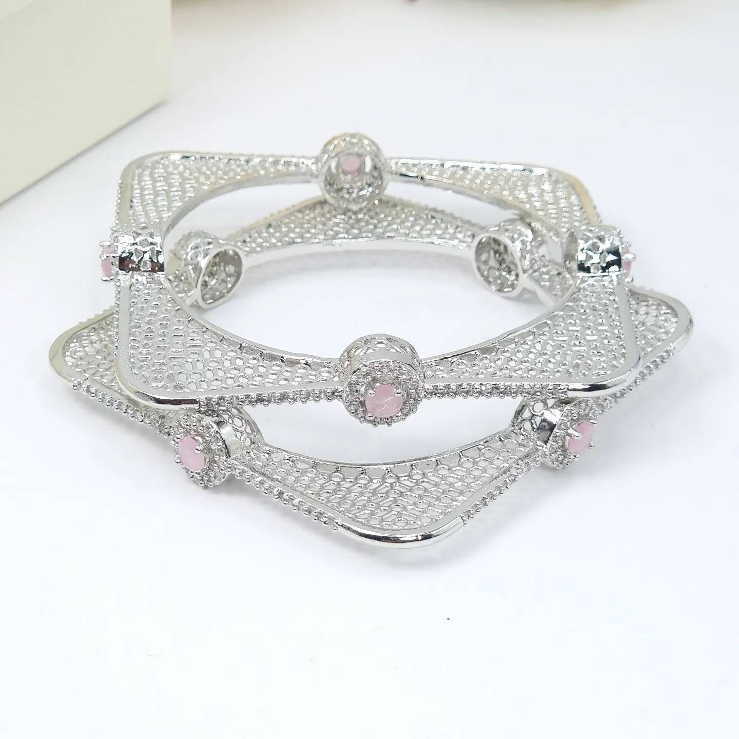 Stackable Pave White Cubic Cz Stainless Steel Bangle Thin 