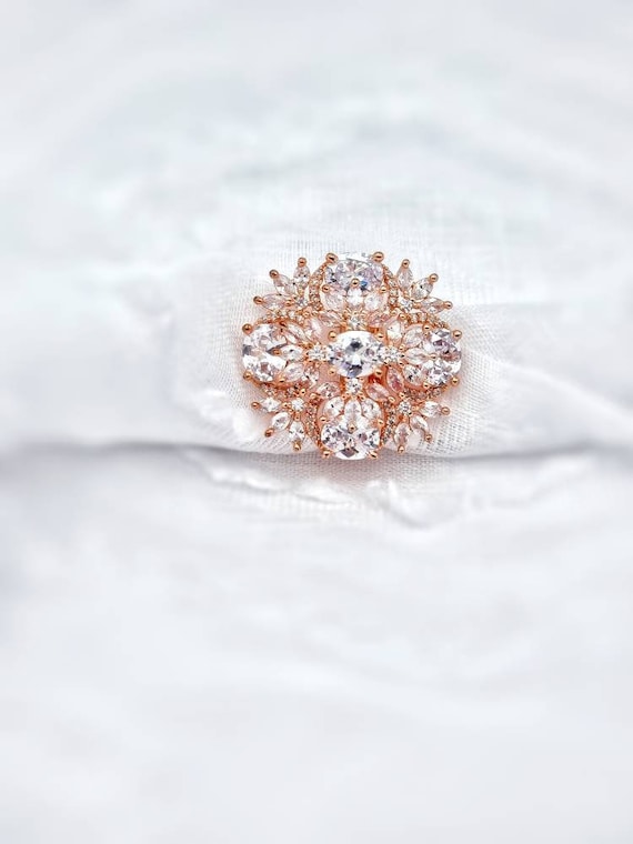 Rose Gold American Diamond Ring Woman s Ring Bridal Statement Rings Adjustable Rings Indian Pakistani Jewelry Asian Jewelry