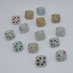 Chunky Gold Square Ring: Asymmetrical Cubic Zirconia Statement Ring