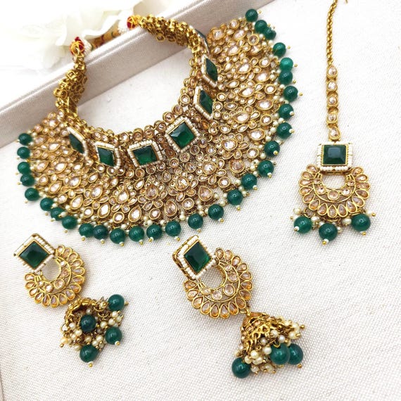 Kundan Necklace Peach Choker Set Buy Kundan Choker Necklace Set Online JNV4545 U