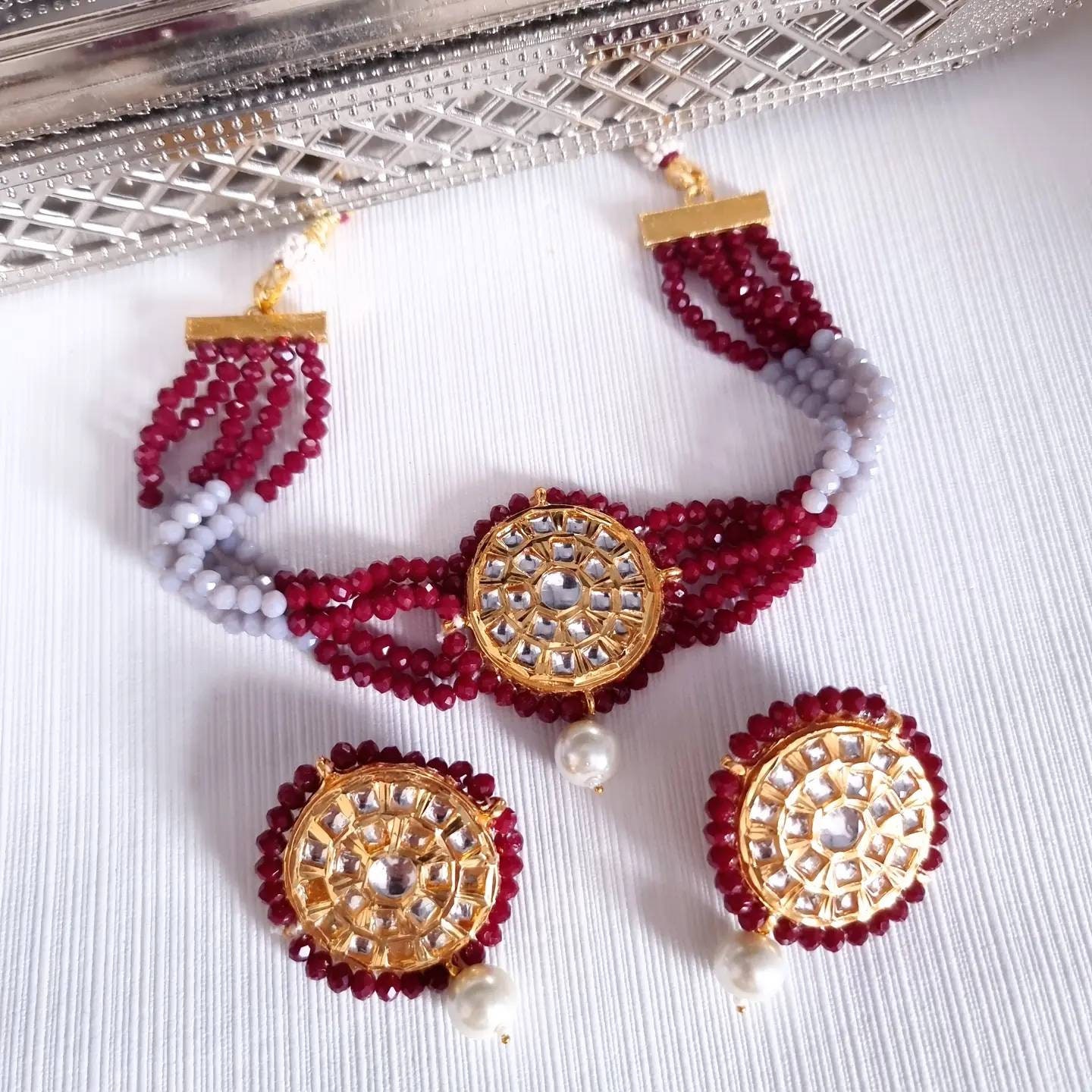 Kundan Choker Necklace Set Polki Necklace Set Choker Set Asian
