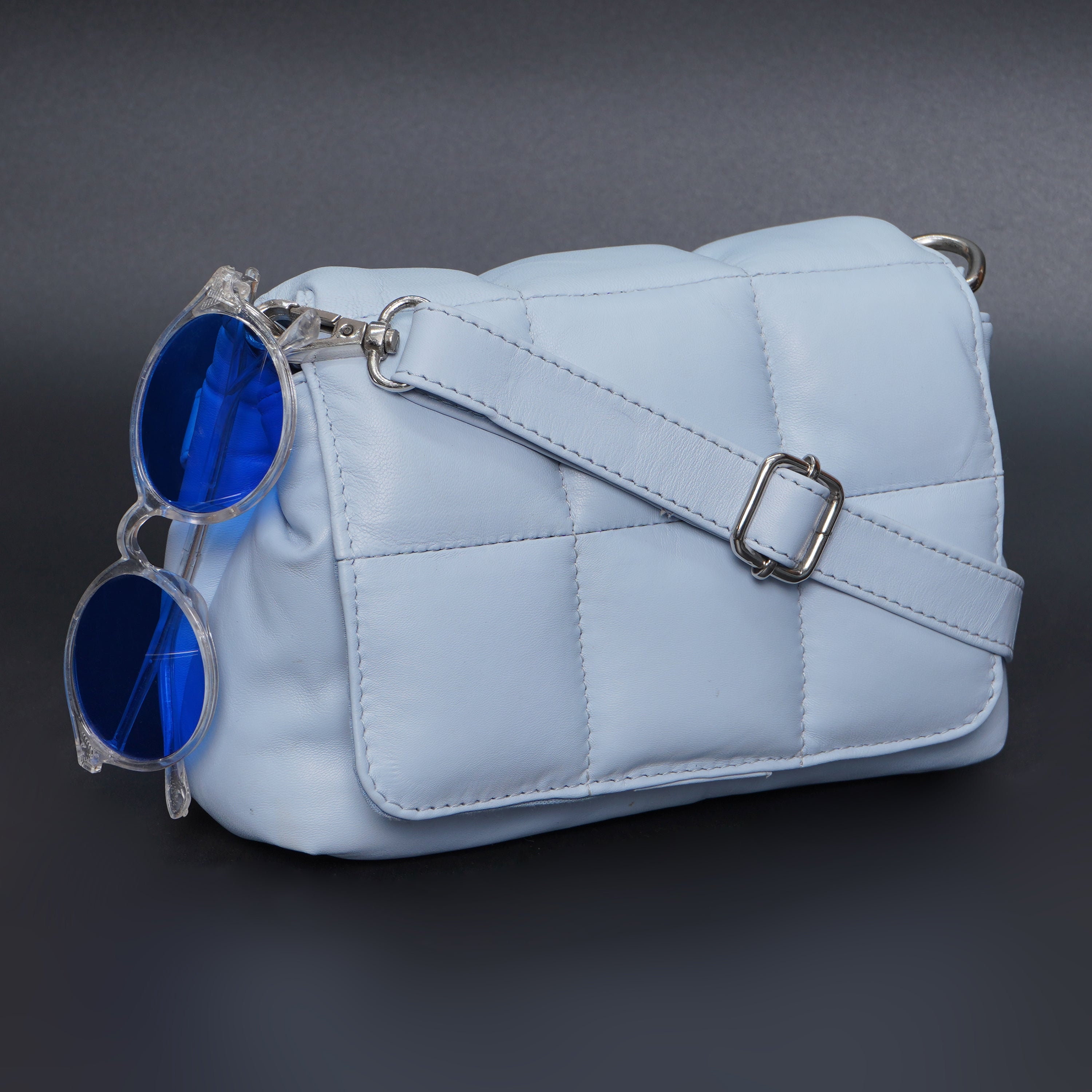 Soft Baby Blue Genuine Leather Cross-body Bag | Leather