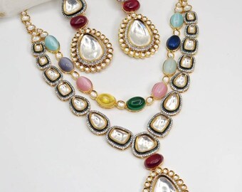 Kundan Rani Haar Necklace Set: Gold Plated Indian Jewelry