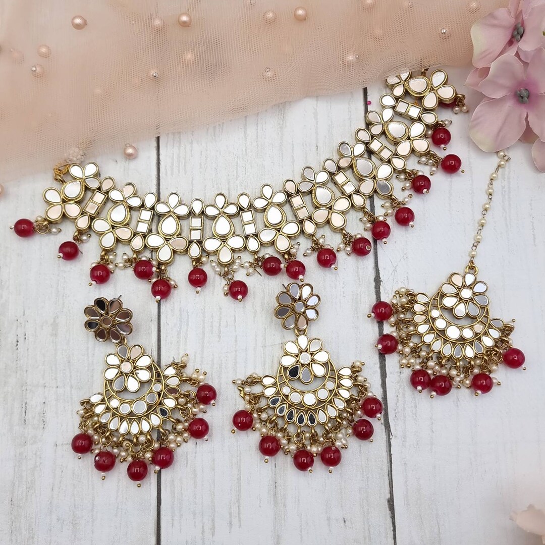 Mirror Work Jewelry Set Indian Jewelry Pakistani Jewelry - Etsy UK