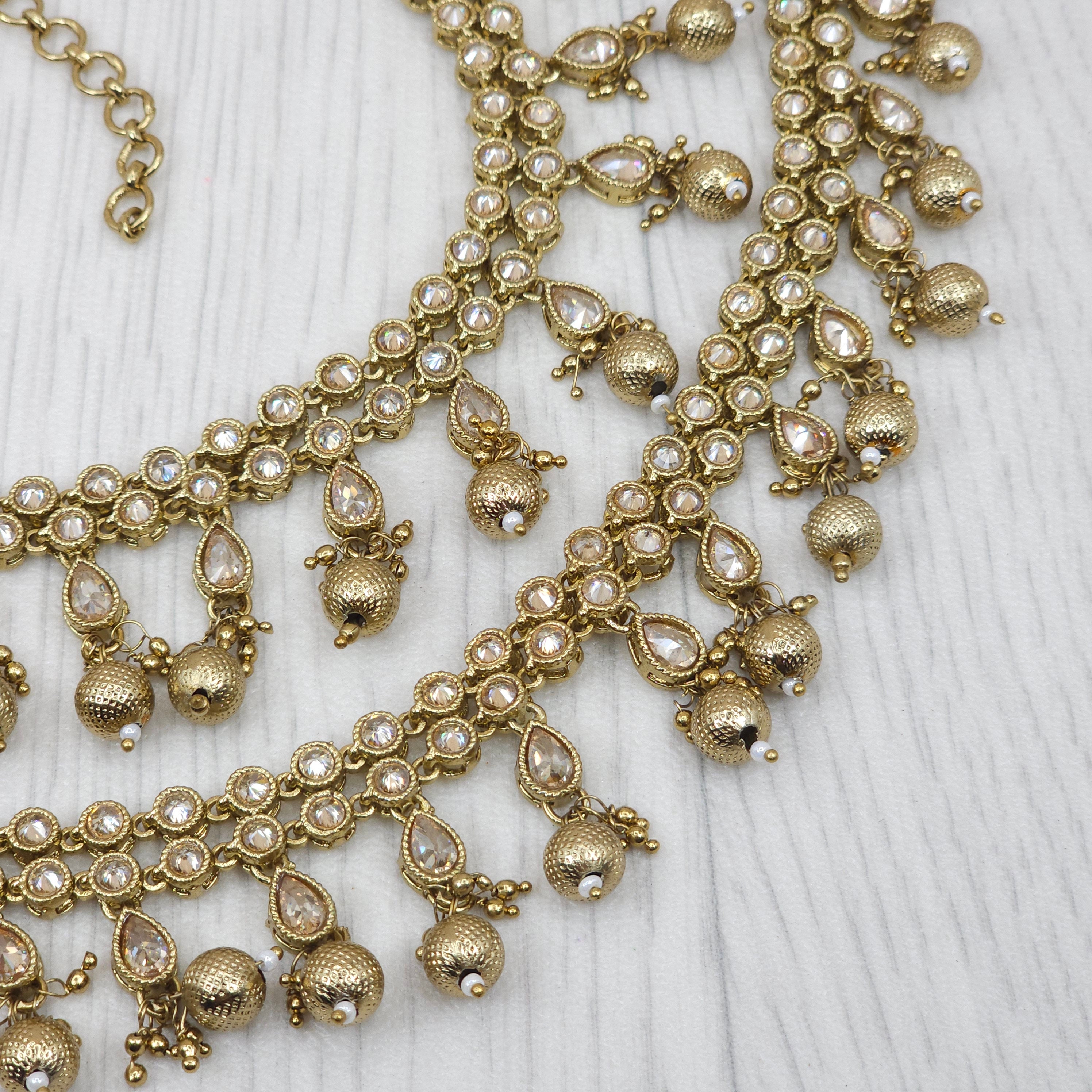 Bijoux Bollywood, ensemble de collier kundan rouge profond, ensemble