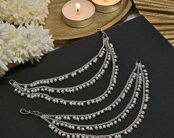 Cadenas para pendientes de perlas: Joyería nupcial india, Kaan chian, Kanchain, Cadena para pendientes Bahubali, Sahara para pendientes, Cadenas para orejas