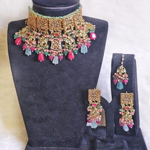 Kundan Bridal Choker Necklace Set: Heeramandi Indian Jewelry