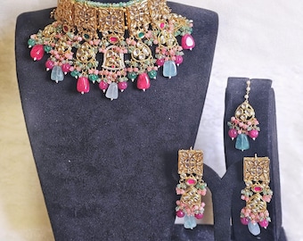 Kundan Bridal Choker Necklace Set: Heeramandi Indian Jewelry