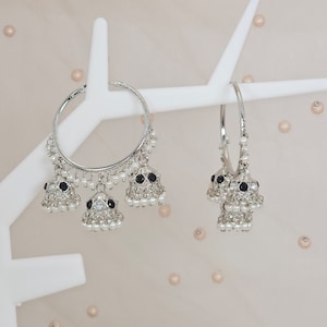 Versilberte Jhumki Ohrringe: Indischer Brautschmuck