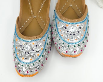 Silver Foil Ballerina Jutti Shoes: Indian Bridal Flats