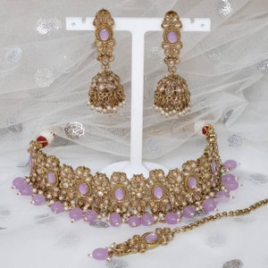 Gargantilla con polki de oro antiguo: joyería nupcial india