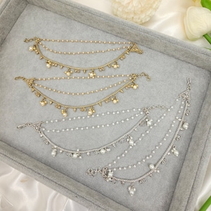 Antique Gold Polki Ear Chains, Kaan chain, Sahara, Indian Pakistani Jewellery