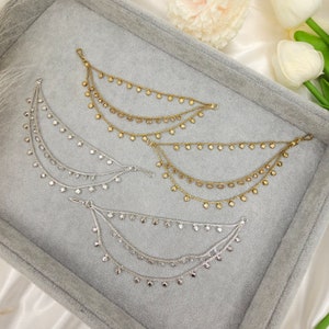Antique Gold Polki Ear Chains, Kaan chain, Sahara, Indian Pakistani Jewellery