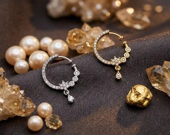 Anillo de nariz de oro y plata con circonitas cúbicas, sin perforación (1,5 cm), estilo nath nupcial indio, piercing de nariz para bodas pakistaníes, joyería de nariz llamativa para mujer.