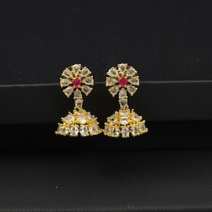 CZ Jhumki Earrings: Rose Gold Indian Jewelry