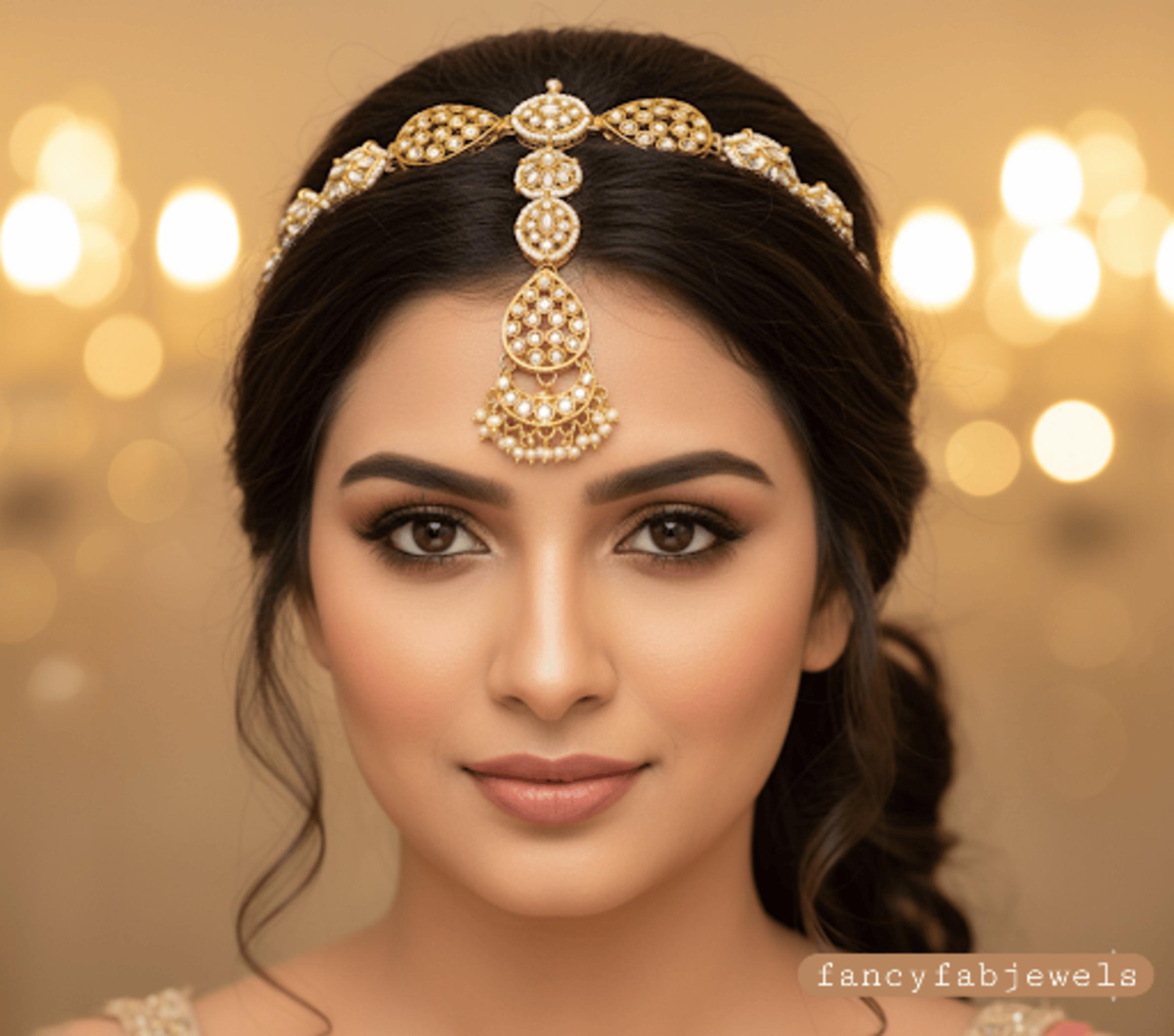 Kundan Mathapatti Headpiece | Bridal Kundan Maang Tikka  display picture 2