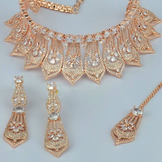 Amazon.com: Priyaasi Pink Stone American Diamond Jewellery Set for Women |  Fancy Necklace with Drop Earrings | Gold-Plated | Best Gifts for Women &  Girls : Clothing, Shoes & Jewelry