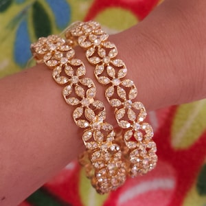Antike Gold Polki Stein Armreifen: Indische CZ Schmuck Set