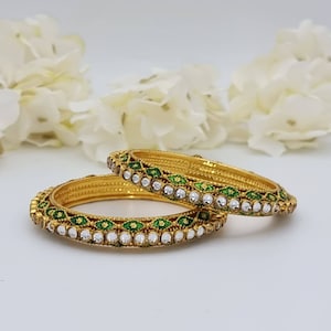 Kundan Bangle Set Minakari Gold Plated Bangles Women&#39;s Indian Bangle Traditional Bridal Indian Asian Jewel Bride Bridesmaid&#39;s Gifts For Her