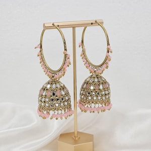 Antik Gold Gespiegelt Jhumki Ohrringe: Indische Bali Creolen