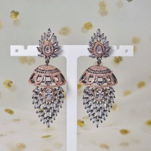 CZ Jhumki Ohrringe: American Diamond Indischer Schmuck