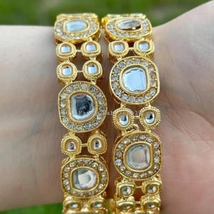 Vergoldete Kundan Armreif Set: Indischer Schmuck
