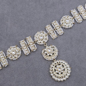 Beautiful Gold Plated Kundan Stones intricate Lightweight Mathapatti, Kundan Headband, Sheesh Phool, Damini, Headpiece, Indian Jewellery
