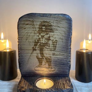 Marbas Sigil marbas Marbas altar Marbas demon Satanic altar Demor altar Goetia Occult Witchcraft Woodencandleholder Laser cutting Altardecor
