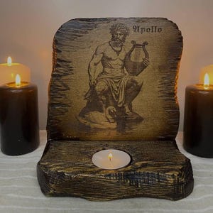 Wooden Apollo Statue: Greek God of Music Altar Decor
