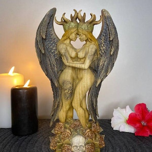 Lesbian art lesbian couple gift Lesbian couple Lesbian statue Queer Two women in love  Lilith statue Lgbtd Lesbian wedding gift Wood carving