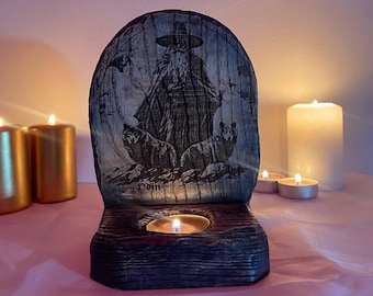 Odin Altar Candle Holder: Norse Pagan Viking Decor