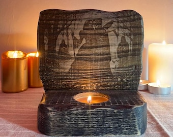 Gothic Goddess Dark Altar: Wooden Candle Holder, Spiritual Decor
