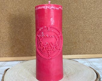 Belial Candle: Red Satanic Ritual Candle with Wooden Altar