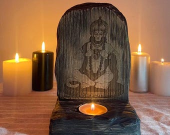 Hanuman Candle Holder: Laser-Cut Hindu Altar Decor