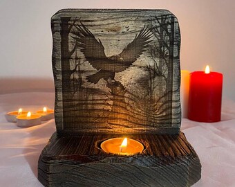 Raven Altar: Norse Pagan Candle Holder