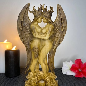 Lesbian statue lesbian wedding gift Lgbtq statue Lgbtq Pride Lesbian Bisexual Queer Lesbian art Lilith statue Demon statue Woodcarving Decor