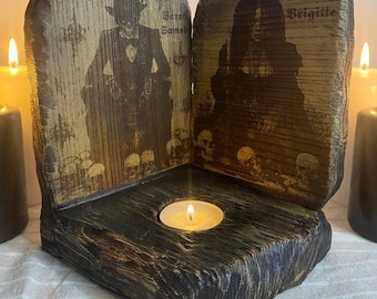Baron Samedi & Maman Brigitte Voodoo Altar Candleholder Handmade