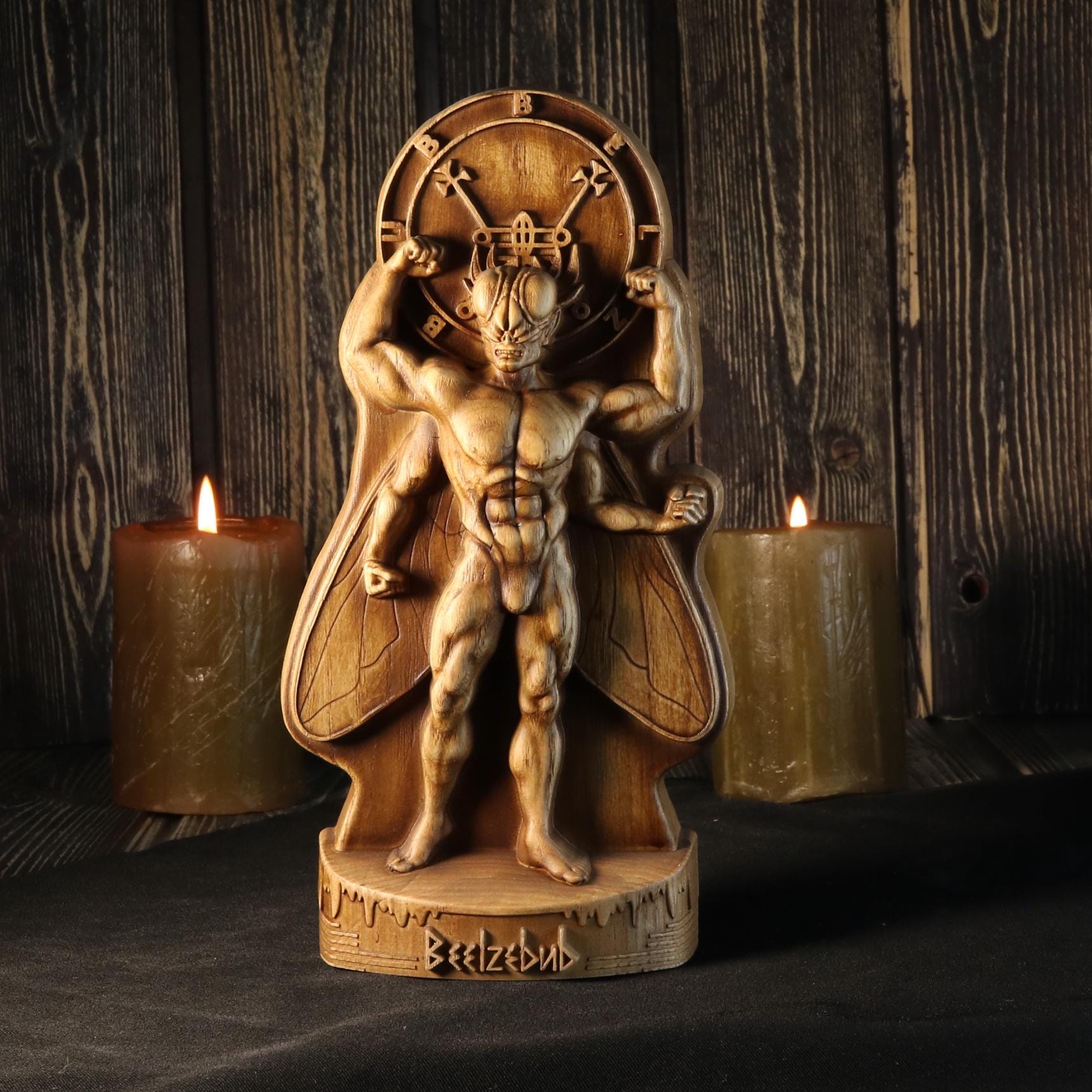 デビル★オブジェ★置物★アート★悪魔★サテュロス★真鍮★ビンテージ★アート★エロ Hand Carved Beelzebub Statue: Wooden Occult Demon Decor - Etsy
