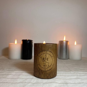 Pazuzu Wooden Candle Holder: Mesopotamian Decor