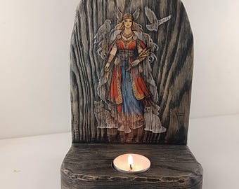 Handmade Freya Altar Candle Holder – Norse Pagan Decor
