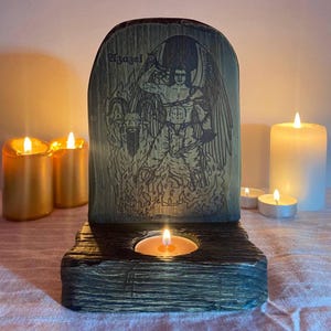 Azazel Azazel altar Demon Demon altar Satanic altar Wooden candle holder Demon statue Occult Demon decor Wicca Witchcraft Altar decor
