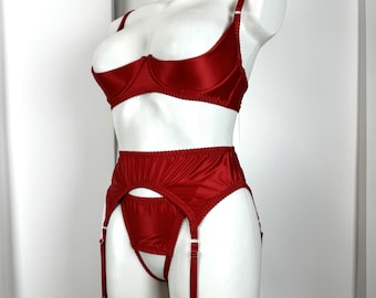 Open Satin Lingerie Set, Cupless Bra, Extreme String Bikini