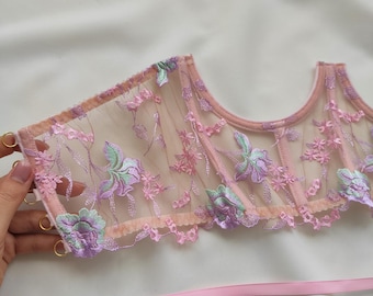 Pink underbust corset belt Renaissance corset top Corset dress Cupless corset Prom dress corset Ren faire corset Edwardian vintage corset