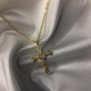 Gold plated Cross Necklace with Swarovski - Gift for her - Birthday gift - Gift for women