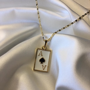Gold Plated Ace of Spades Playing Cards Necklace - Gift - Gift for her - Birthday gift