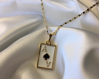 Gold Plated Ace of Spades Playing Cards Necklace - Gift - Gift for her - Birthday gift