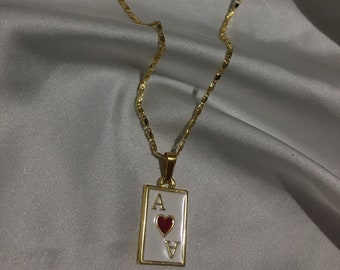 Gold Plated Ace of Hearts Playing Cards Necklace - Gift - Gift for her - Birthday gift